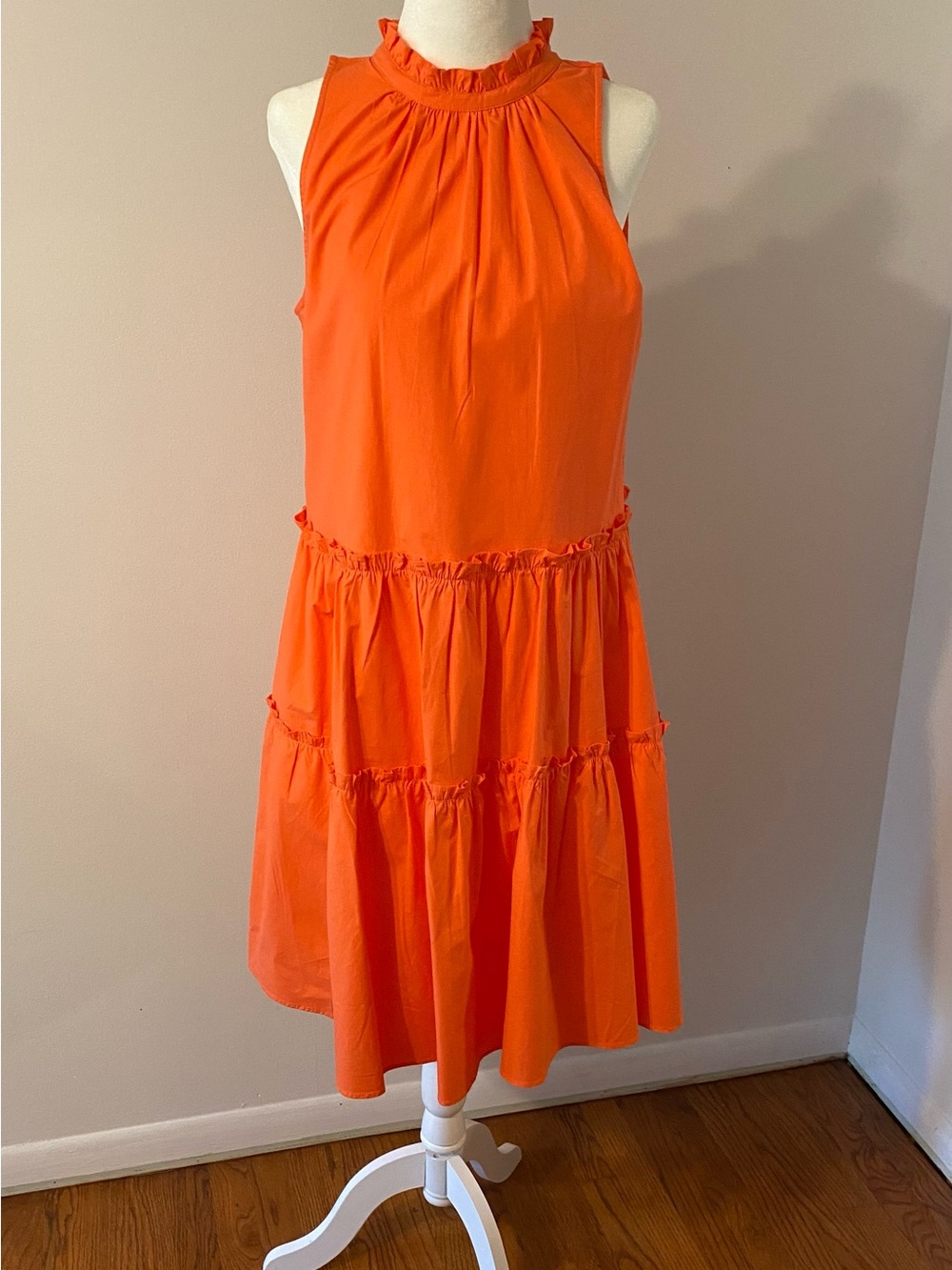 Ann Taylor Vibrant Orange Ruffle-Trim Sleeveless Top